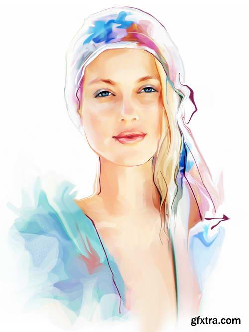 Illustrated Fashion Woman II, 25xJPG Paintings