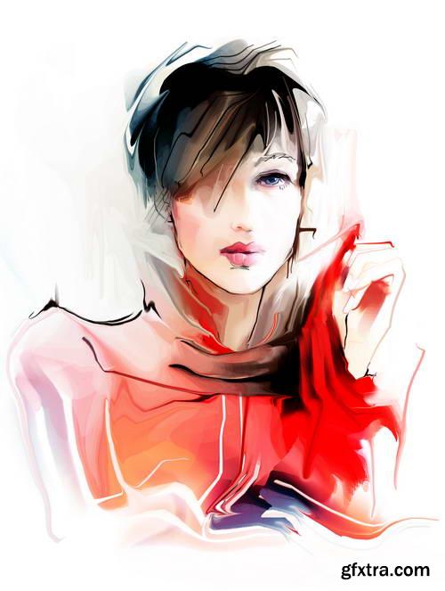 Illustrated Fashion Woman II, 25xJPG Paintings