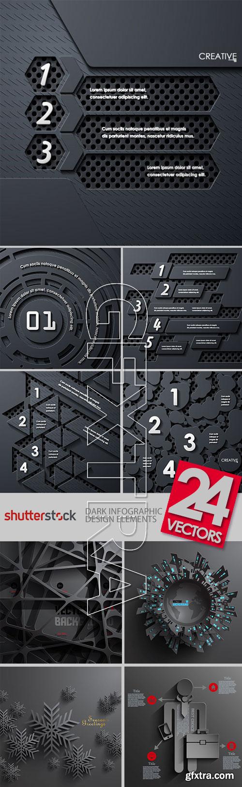 Dark Infographic Design Elements 24xEPS