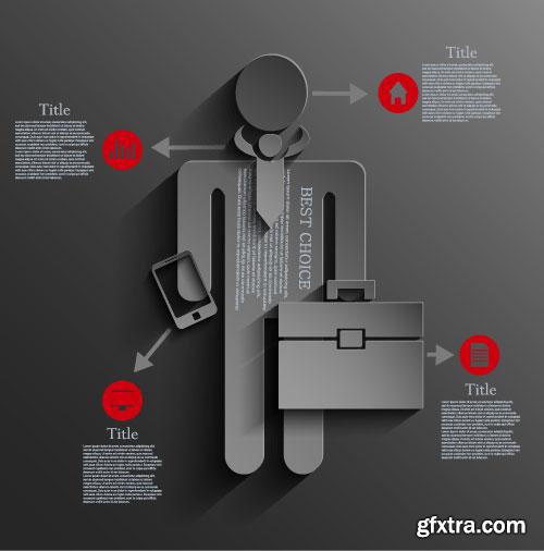 Dark Infographic Design Elements 24xEPS