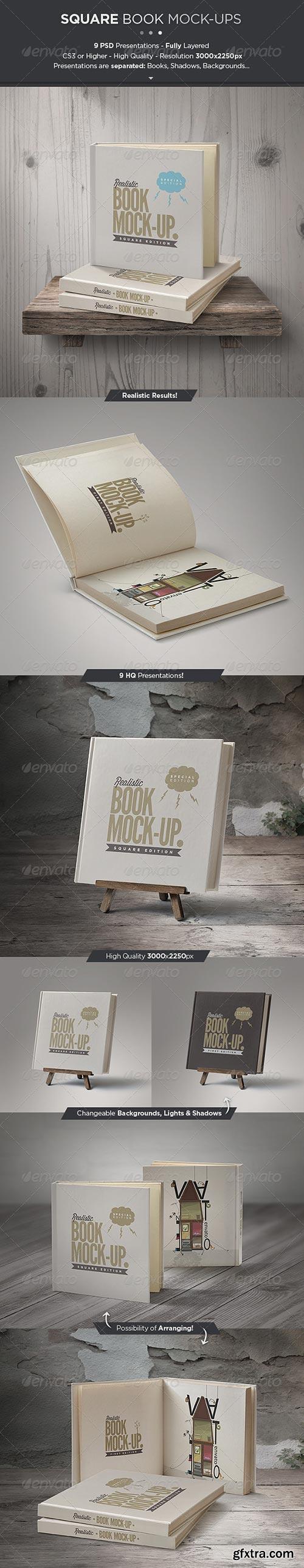 GraphicRiver - Square Book Mock-Up Set 3