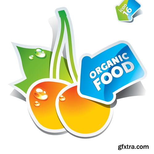 Organic Food Sticker - 45 Vector