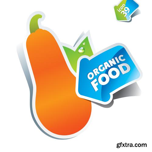 Organic Food Sticker - 45 Vector