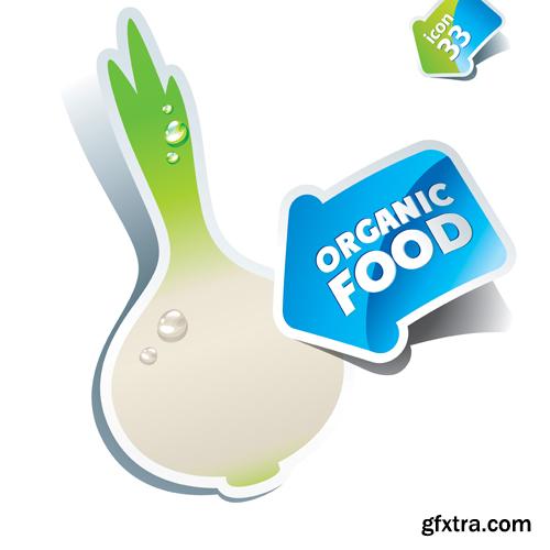 Organic Food Sticker - 45 Vector