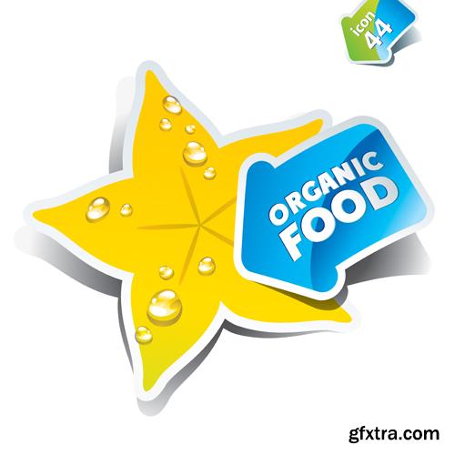 Organic Food Sticker - 45 Vector