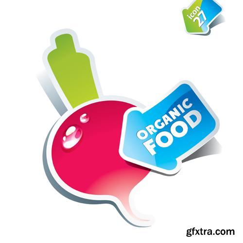 Organic Food Sticker - 45 Vector