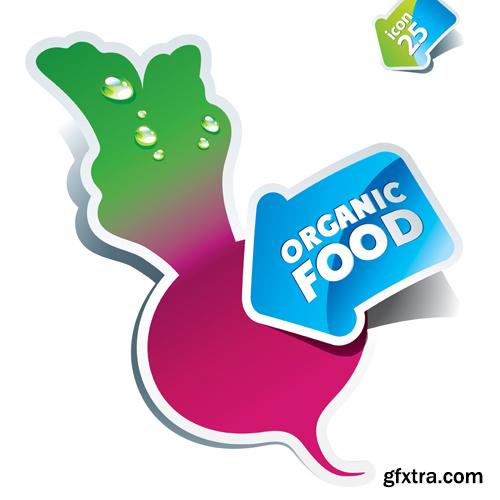 Organic Food Sticker - 45 Vector