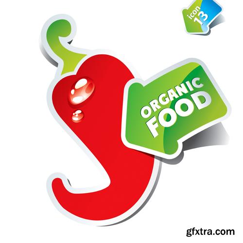 Organic Food Sticker - 45 Vector