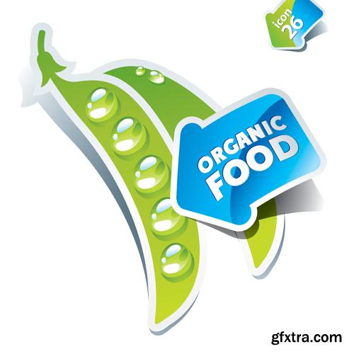 Organic Food Sticker - 45 Vector