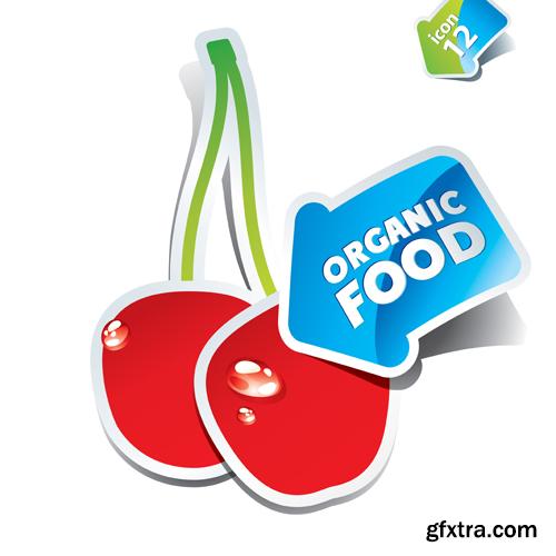 Organic Food Sticker - 45 Vector