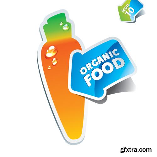 Organic Food Sticker - 45 Vector