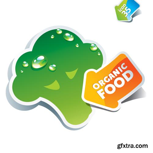 Organic Food Sticker - 45 Vector