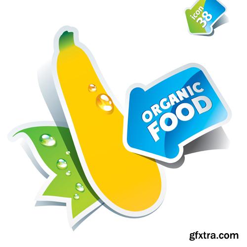 Organic Food Sticker - 45 Vector