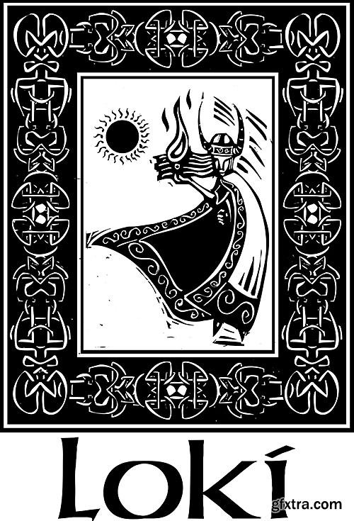 Heroes and Gods Vikings, paganism - VectorImages