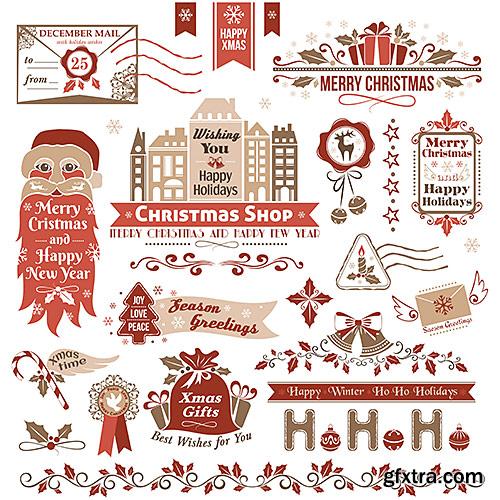 Thematic elements and attributes, labels, toys, Christmas-tree decorations - VectorImages