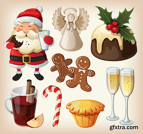 Thematic elements and attributes, labels, toys, Christmas-tree decorations - VectorImages