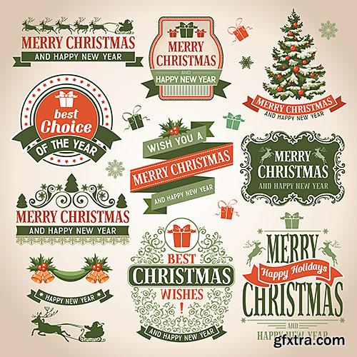 Thematic elements and attributes, labels, toys, Christmas-tree decorations - VectorImages