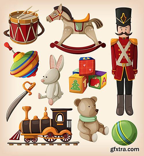 Thematic elements and attributes, labels, toys, Christmas-tree decorations - VectorImages