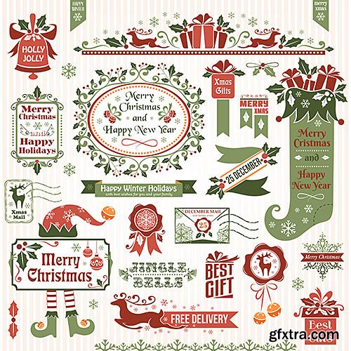 Thematic elements and attributes, labels, toys, Christmas-tree decorations - VectorImages