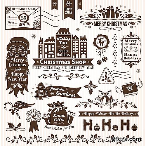 Thematic elements and attributes, labels, toys, Christmas-tree decorations - VectorImages