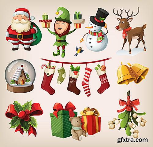 Thematic elements and attributes, labels, toys, Christmas-tree decorations - VectorImages