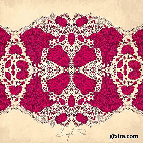 Romantic flower ornaments for postcards, backgrounds, textures - VectorImages