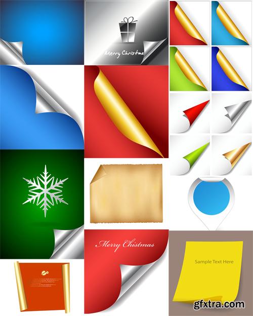 Curled Papers Design Vector Set