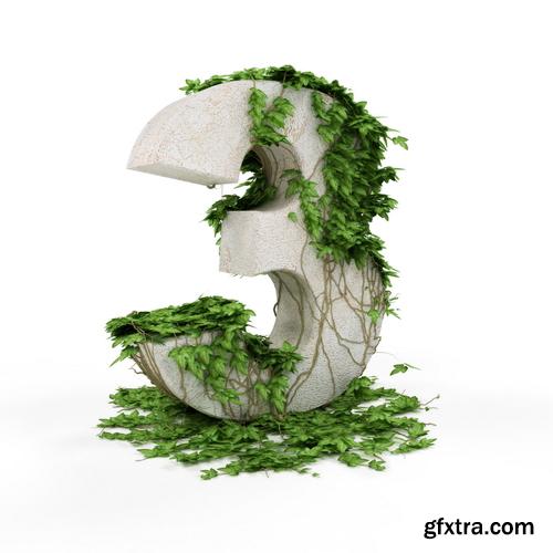 3D Alphabet: Letters & Numbers Covered with Ivy 36xJPGs