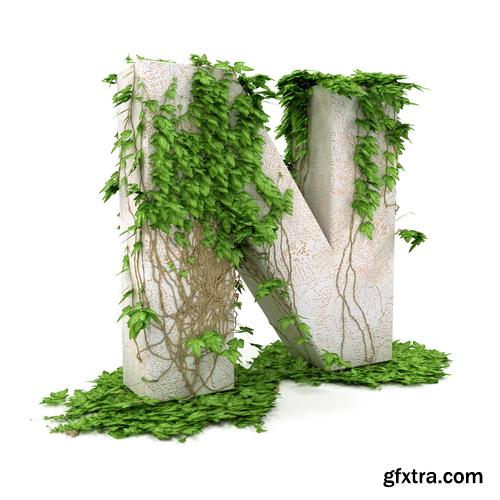 3D Alphabet: Letters & Numbers Covered with Ivy 36xJPGs