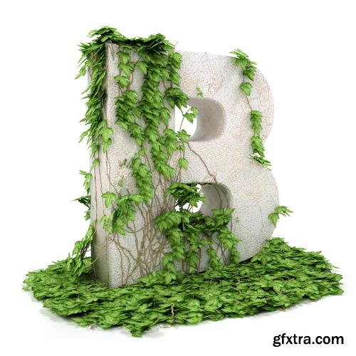 3D Alphabet: Letters & Numbers Covered with Ivy 36xJPGs