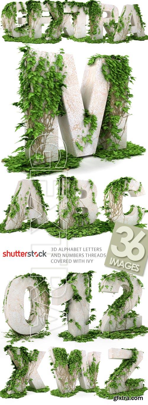 3D Alphabet: Letters & Numbers Covered with Ivy 36xJPGs