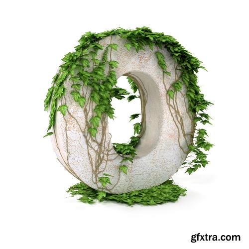 3D Alphabet: Letters & Numbers Covered with Ivy 36xJPGs