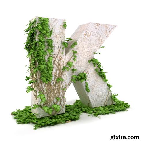 3D Alphabet: Letters & Numbers Covered with Ivy 36xJPGs