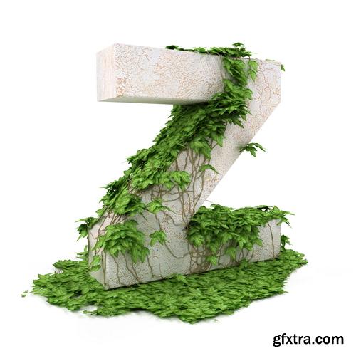 3D Alphabet: Letters & Numbers Covered with Ivy 36xJPGs