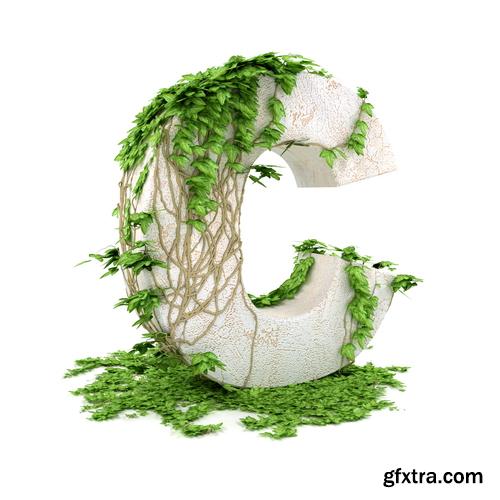 3D Alphabet: Letters & Numbers Covered with Ivy 36xJPGs