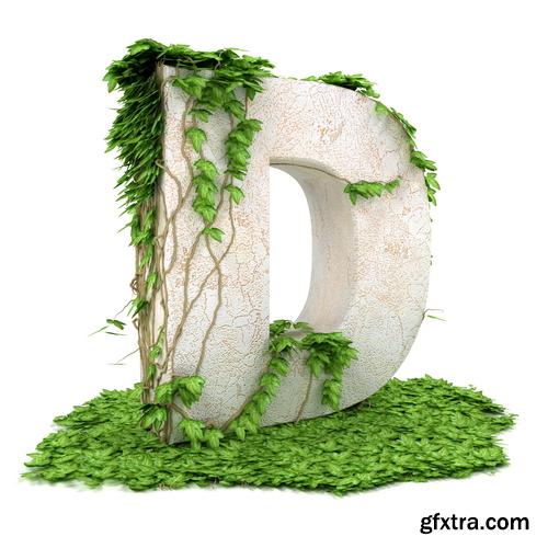 3D Alphabet: Letters & Numbers Covered with Ivy 36xJPGs