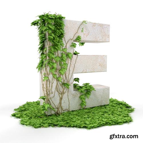 3D Alphabet: Letters & Numbers Covered with Ivy 36xJPGs