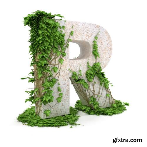 3D Alphabet: Letters & Numbers Covered with Ivy 36xJPGs