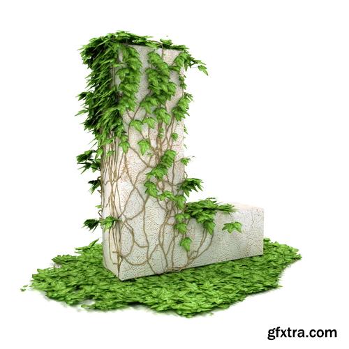 3D Alphabet: Letters & Numbers Covered with Ivy 36xJPGs