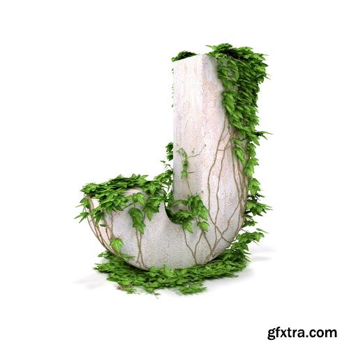 3D Alphabet: Letters & Numbers Covered with Ivy 36xJPGs