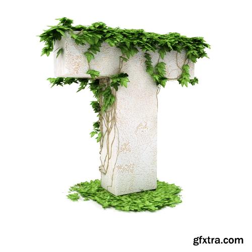 3D Alphabet: Letters & Numbers Covered with Ivy 36xJPGs