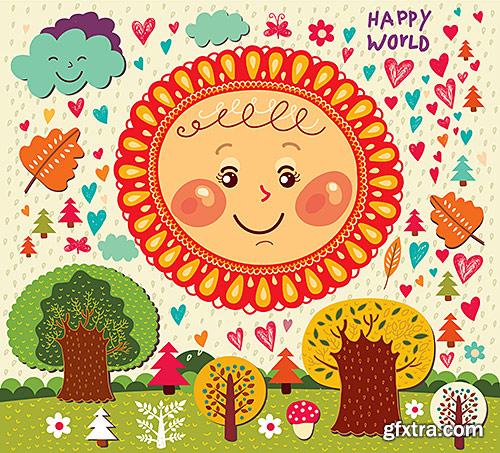 Illustrations fun decorative sun - VectorImages