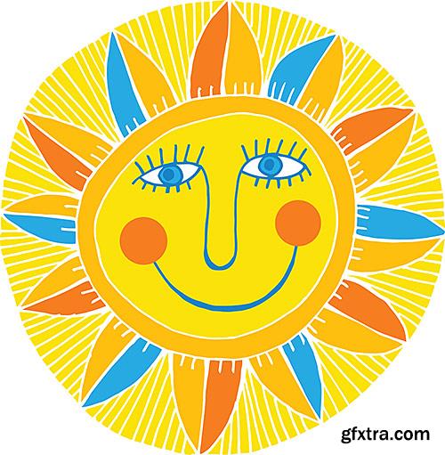 Illustrations fun decorative sun - VectorImages