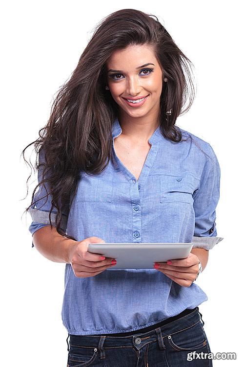 Beautiful girl, smiling, Manager in office - PhotoStock