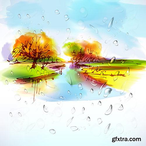 Autumn backgrounds, bright paints of autumn - VectorImages