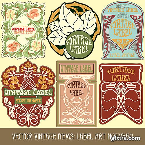 Labels Art Nouveau, Floral ornament - Vector