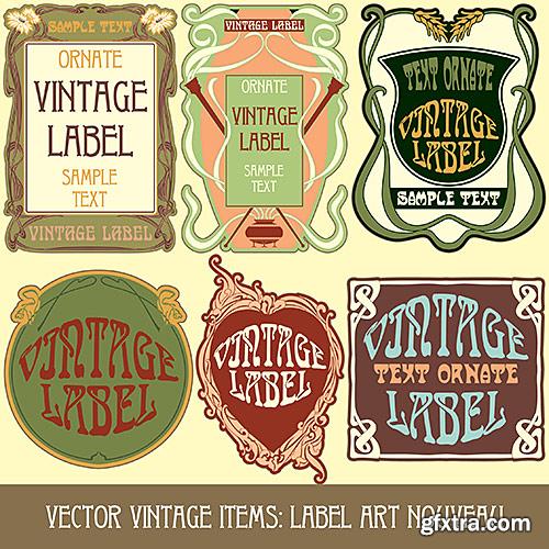 Labels Art Nouveau, Floral ornament - Vector