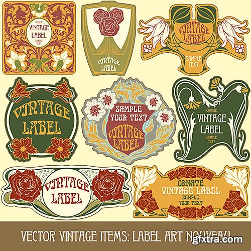 Labels Art Nouveau, Floral ornament - Vector