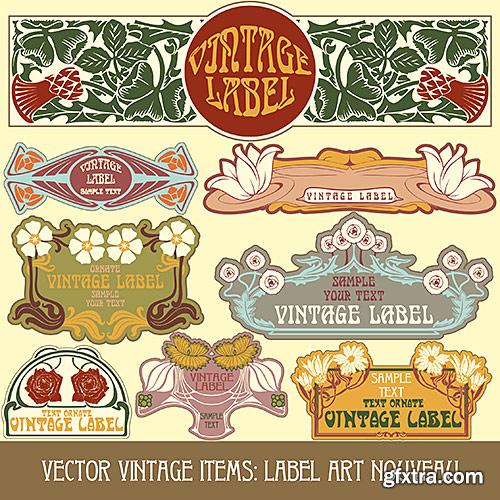 Labels Art Nouveau, Floral ornament - Vector