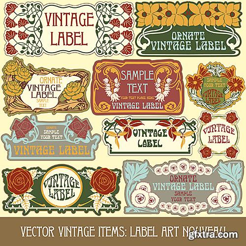 Labels Art Nouveau, Floral ornament - Vector